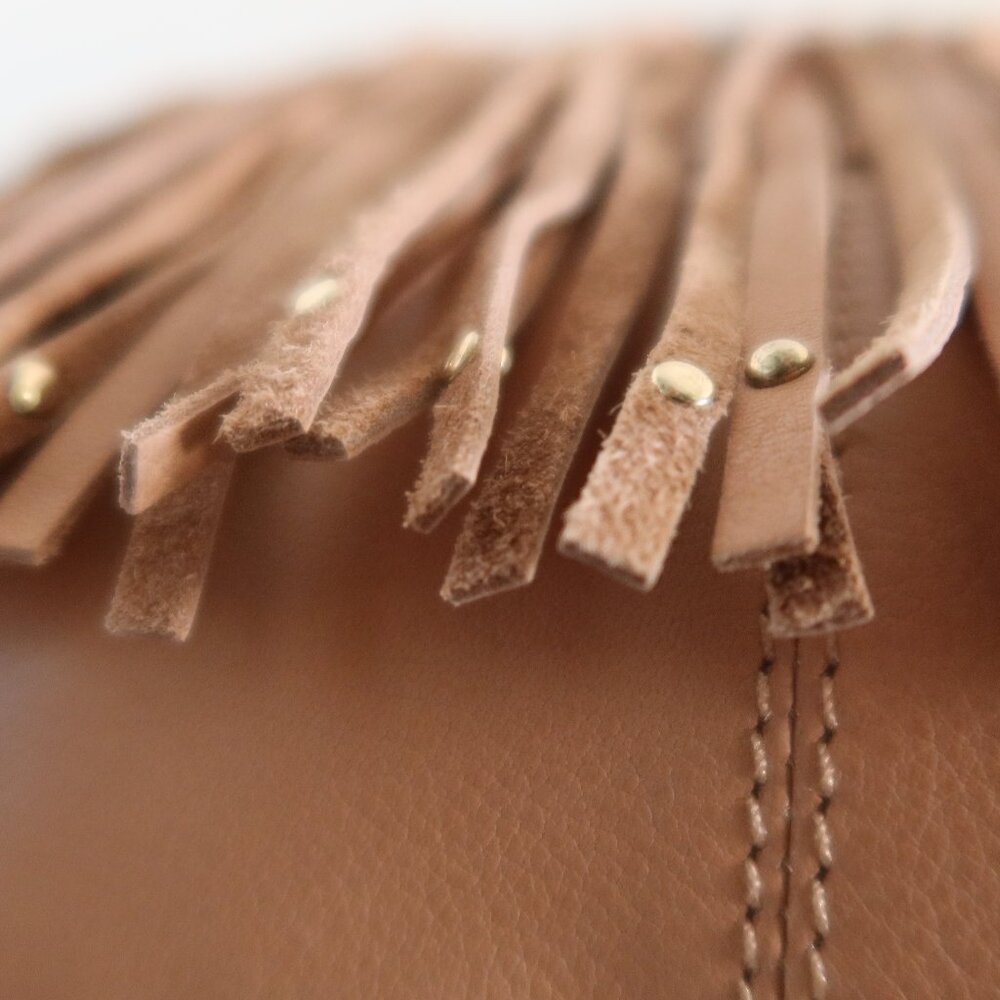 American Leather Co. Fringe Lilly Ziptop Hobo Bag Nutmeg NEW - Picture 3 of 6
